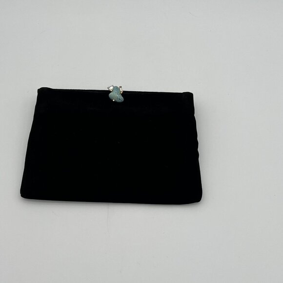 Vintage Koret Black Velvet Clutch W/ Turquoise Stone Clasp & Matching Coin Pouch - Picture 2 of 6